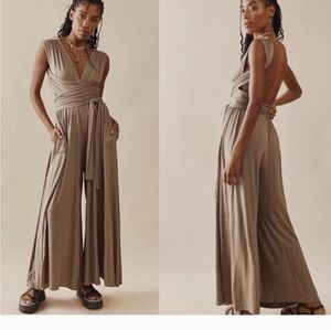 Fp Beach,Taupe Dani Jumpsuit, Size Xs